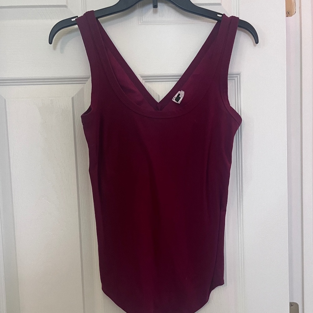 Burgundy Reversible Tank Top Scoop and V Neck